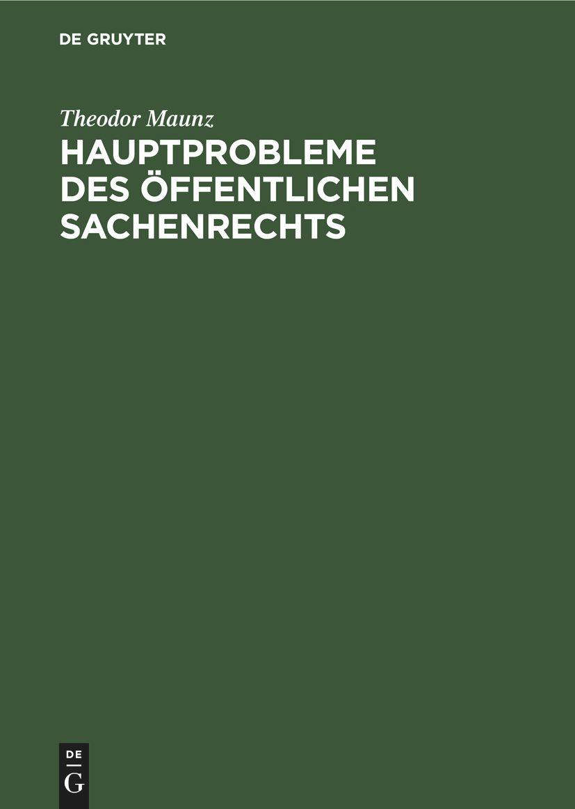 Vorderes Coverbild Hauptprobleme des öffentlichen Sachenrechts