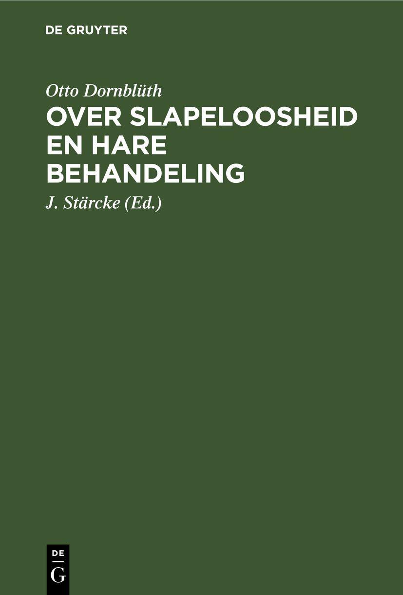 Vorderes Coverbild Over slapeloosheid en hare behandeling