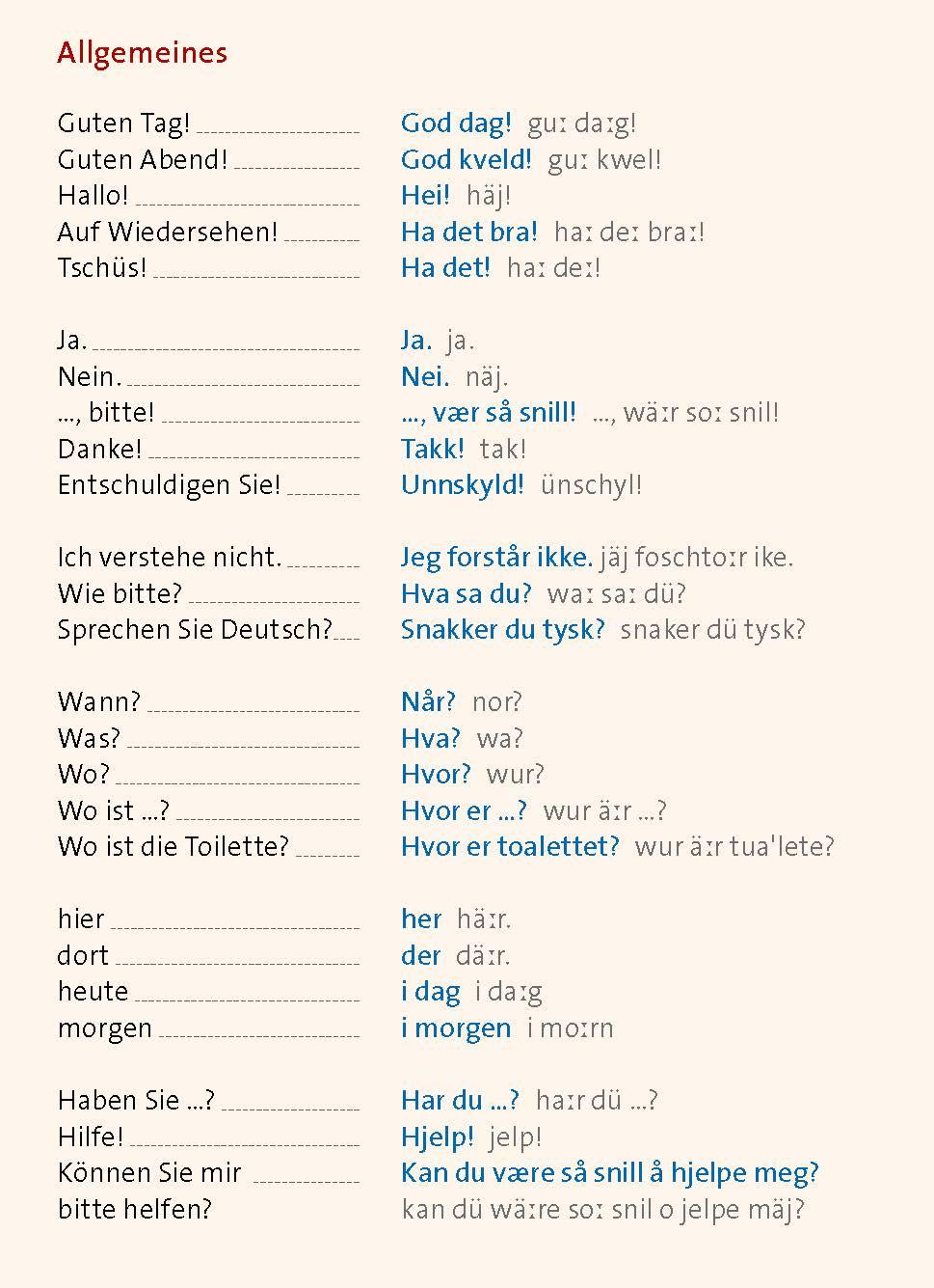 Beispielinhalt (Bild) Langenscheidt Universal-Sprachführer Norwegisch