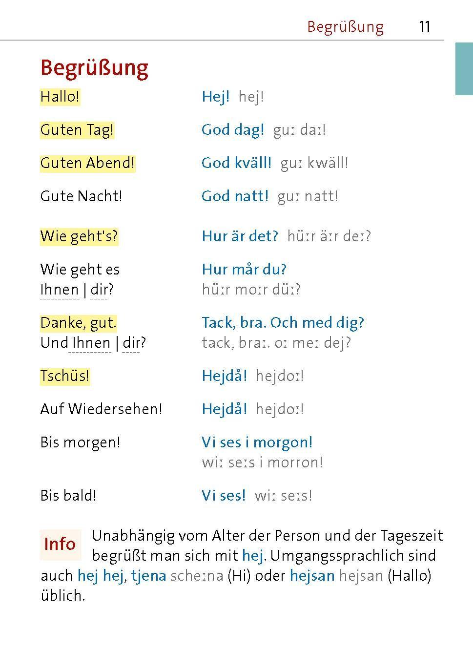 Beispielinhalt (Bild) Langenscheidt Universal-Sprachführer Schwedisch