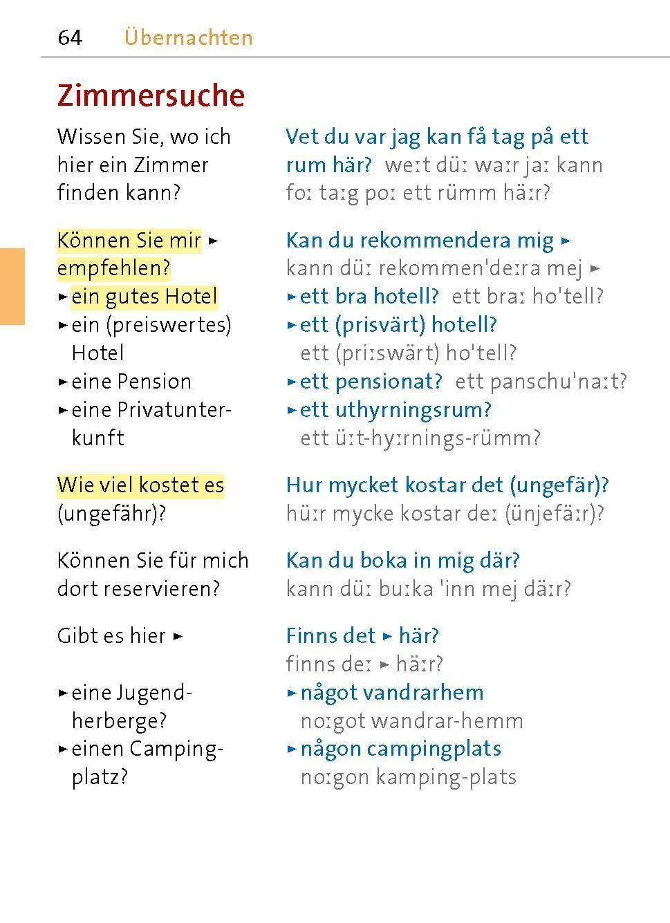 Beispielinhalt (Bild) Langenscheidt Universal-Sprachführer Schwedisch