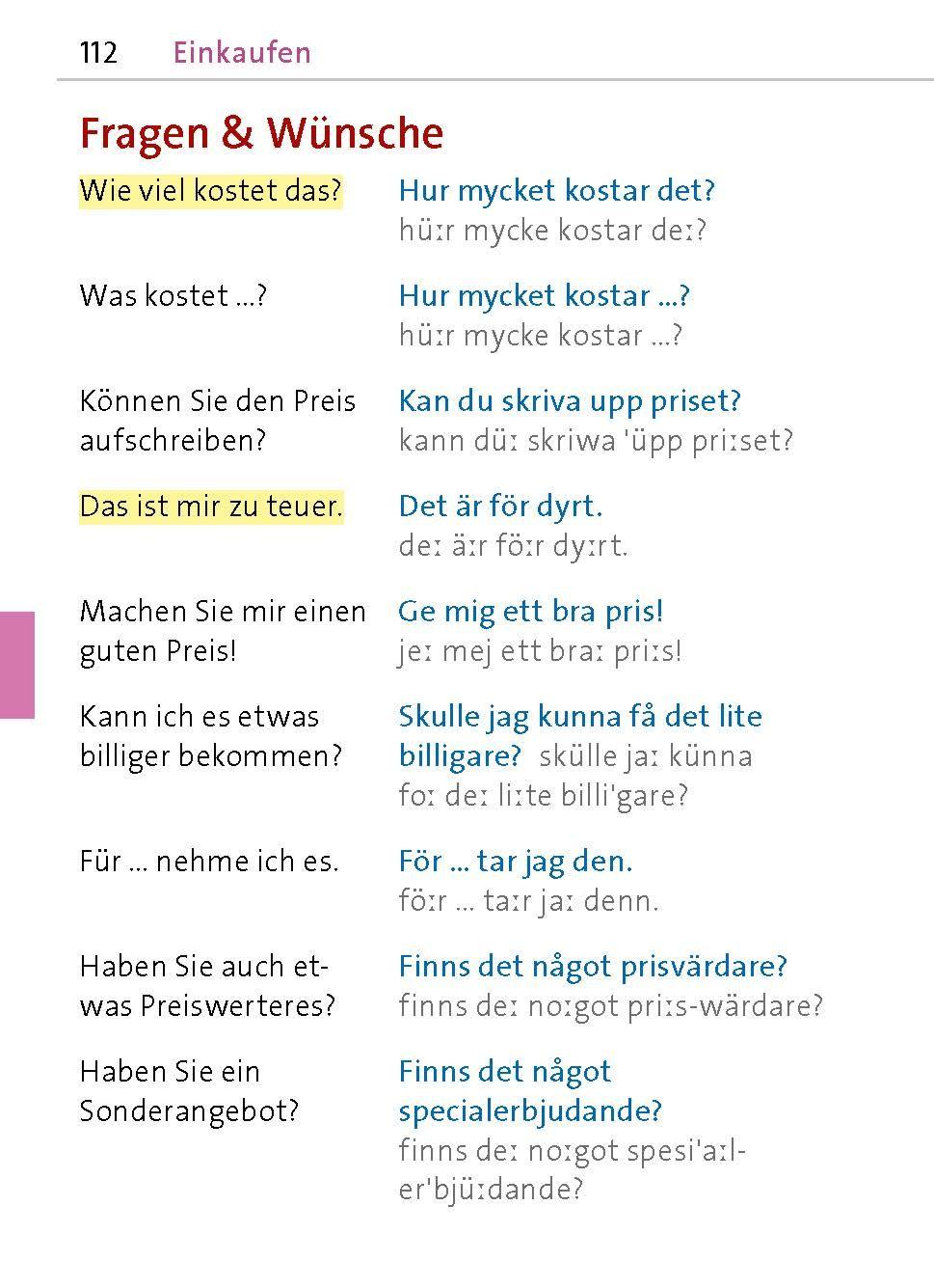 Beispielinhalt (Bild) Langenscheidt Universal-Sprachführer Schwedisch