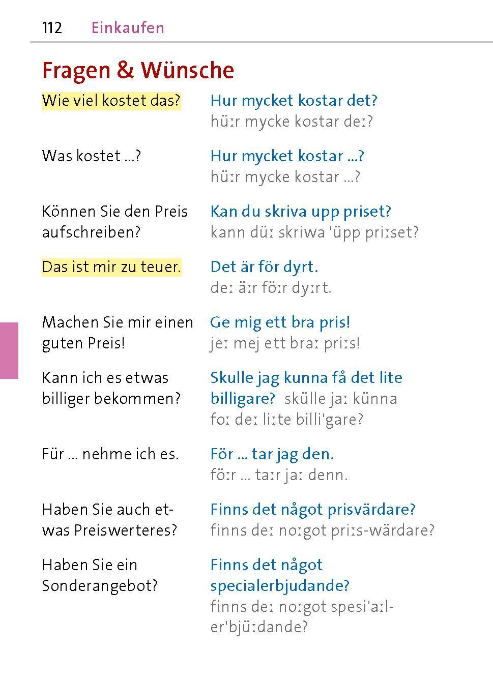 Beispielinhalt (Bild) Langenscheidt Universal-Sprachführer Schwedisch