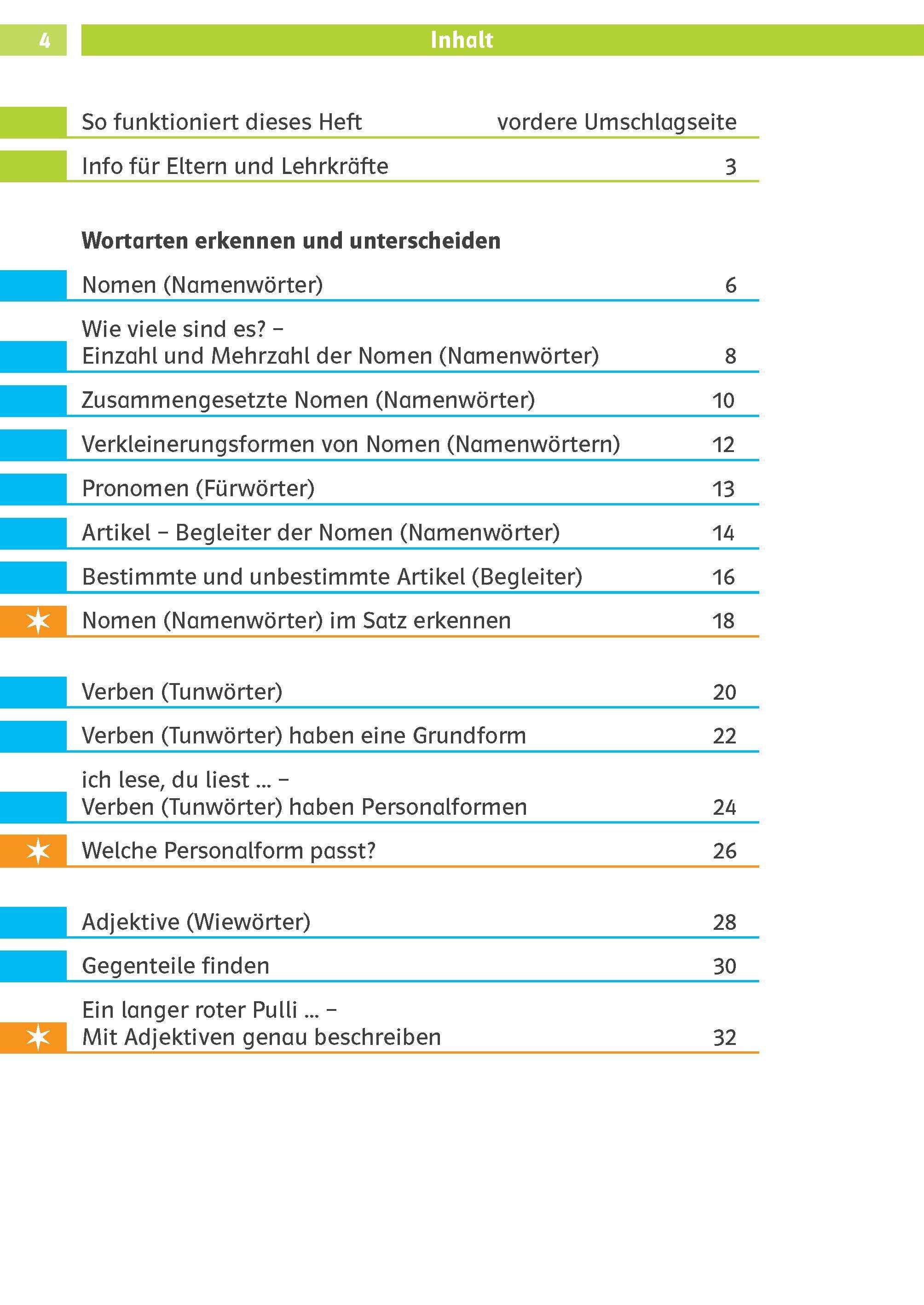 Beispielinhalt (Bild) Die Deutsch-Helden Grammatik 2. Klasse
