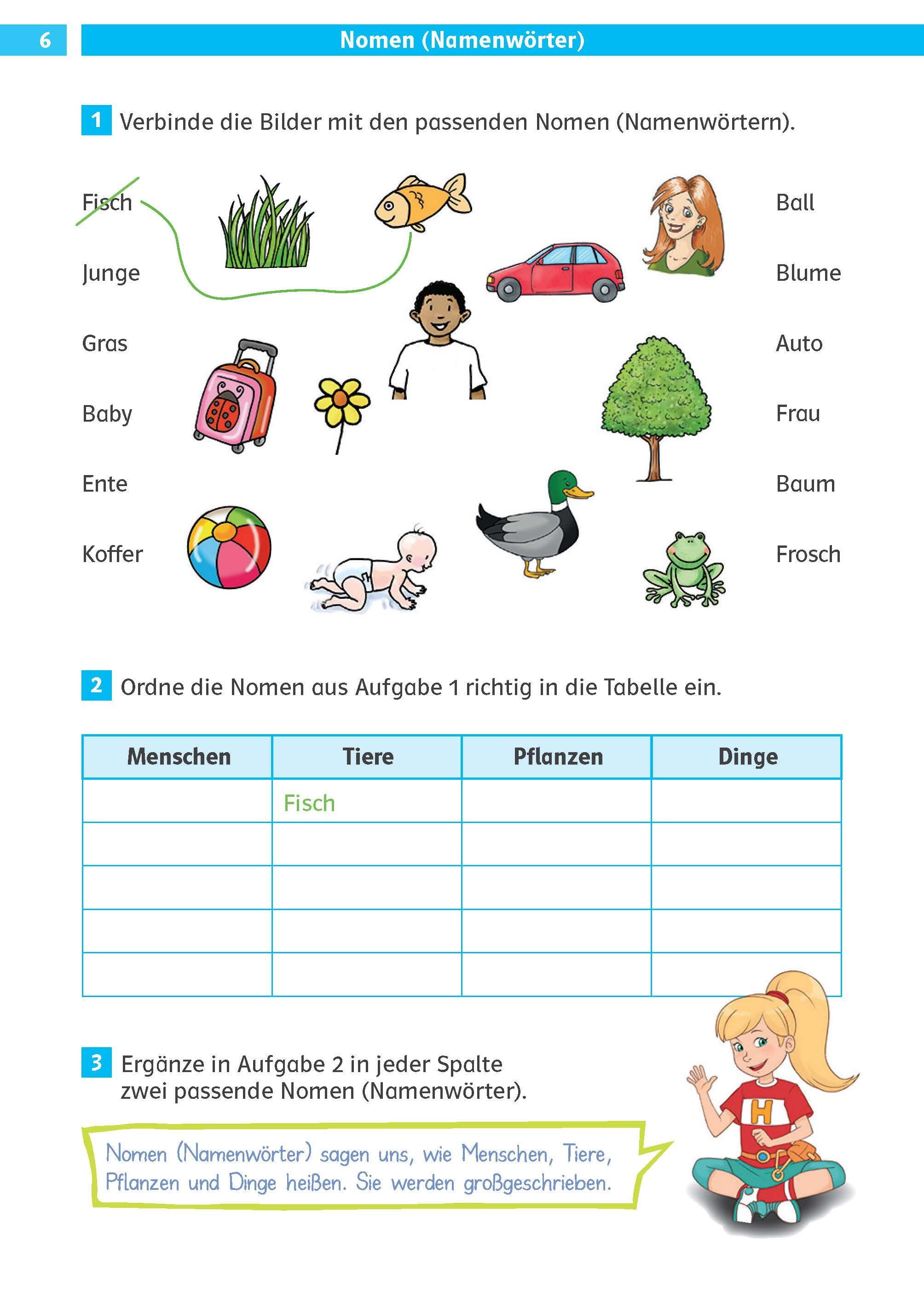 Beispielinhalt (Bild) Die Deutsch-Helden Grammatik 2. Klasse