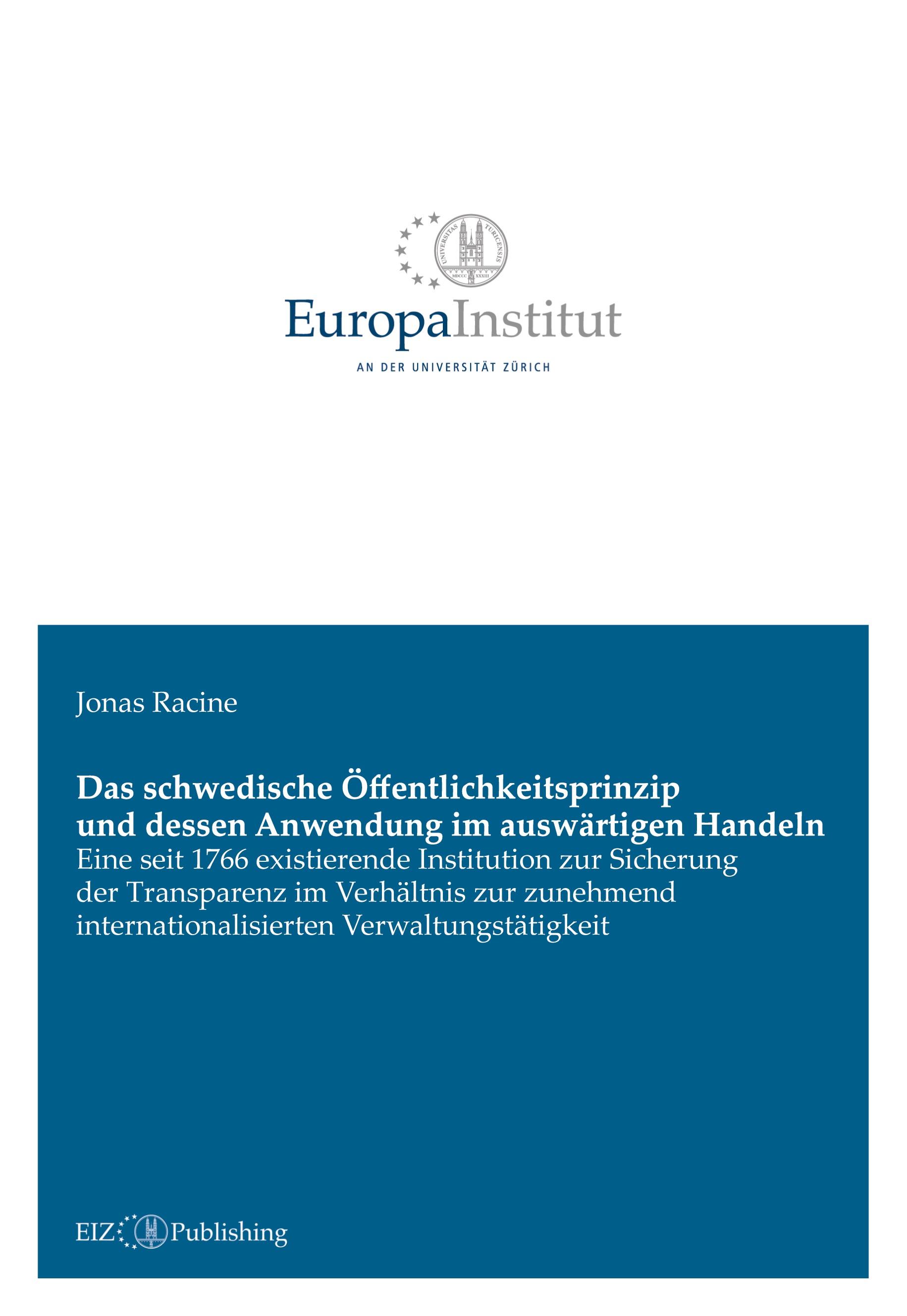 Vorderes Coverbild Das schwedische Öffentlichkeitsprinzip und dessen Anwendung im auswärtigen Handeln