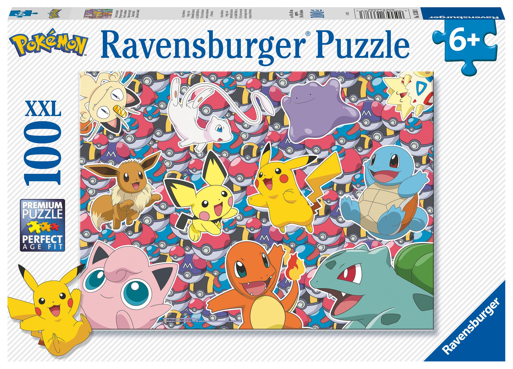Vorderes Coverbild Ravensburger Kinderpuzzle 13338 - Bereit zu kämpfen! - 100 Teile XXL Pokémon Puzzle für Kinder ab 6 Jahren