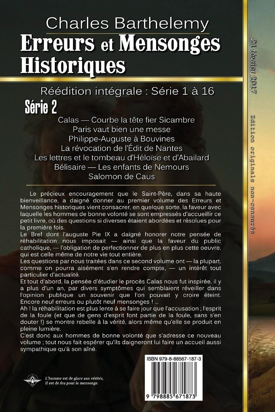 Rückseitencover Erreurs et mensonges historiques Série 2