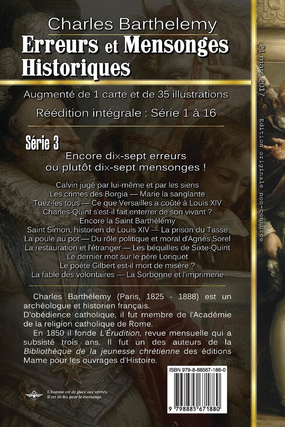Rückseitencover Erreurs et mensonges historiques Série 3