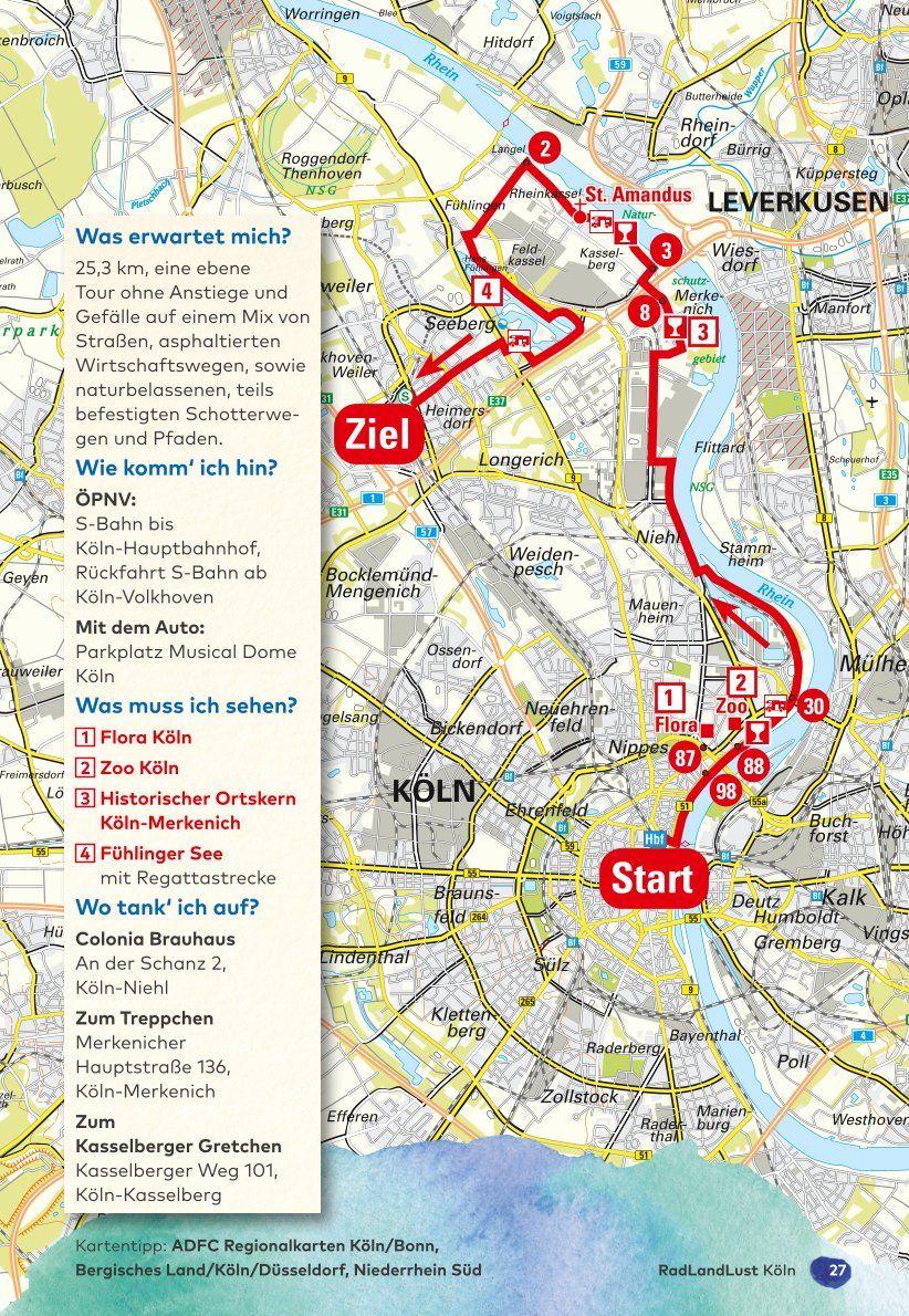 Beispielinhalt (Bild) Köln und Rheinland RadLandLust, 30 Lieblings-Radtouren, E-Bike-geeignet mit Knotenpunkten und Wohnmobilstellplätze, GPS-Tracks-Download