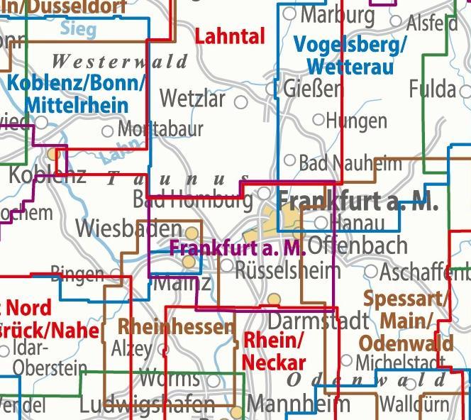 Beispielinhalt (Bild) ADFC-Regionalkarte Frankfurt a. M. Wiesbaden /Darmstadt, 1:50.000, mit Tagestourenvorschlägen, reiß- und wetterfest, E-Bike-geeignet, GPS-Tracks-Download