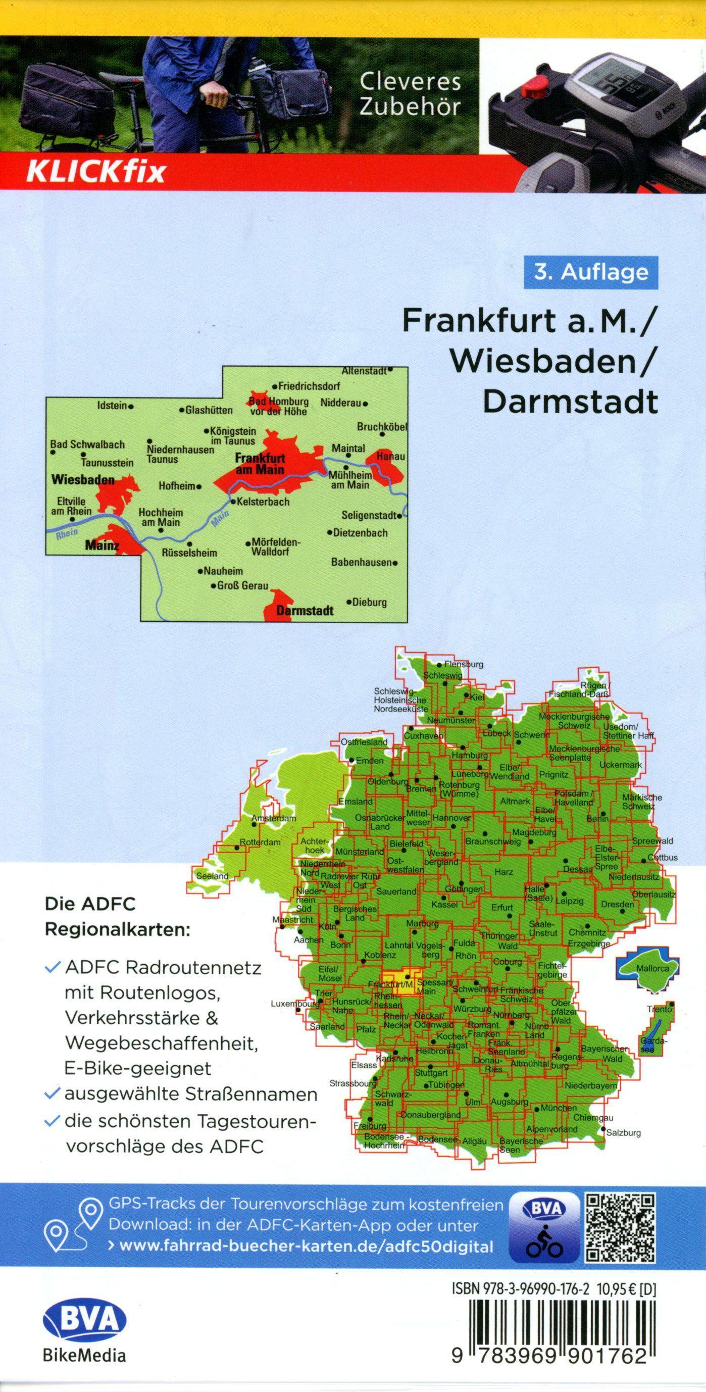 Beispielinhalt (Bild) ADFC-Regionalkarte Frankfurt a. M. Wiesbaden /Darmstadt, 1:50.000, mit Tagestourenvorschlägen, reiß- und wetterfest, E-Bike-geeignet, GPS-Tracks-Download