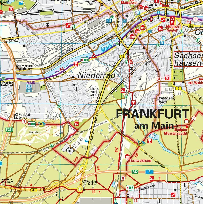 Beispielinhalt (Bild) ADFC-Regionalkarte Frankfurt a. M. Wiesbaden /Darmstadt, 1:50.000, mit Tagestourenvorschlägen, reiß- und wetterfest, E-Bike-geeignet, GPS-Tracks-Download