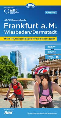 Vorderes Coverbild ADFC-Regionalkarte Frankfurt a. M. Wiesbaden /Darmstadt, 1:50.000, mit Tagestourenvorschlägen, reiß- und wetterfest, E-Bike-geeignet, GPS-Tracks-Download