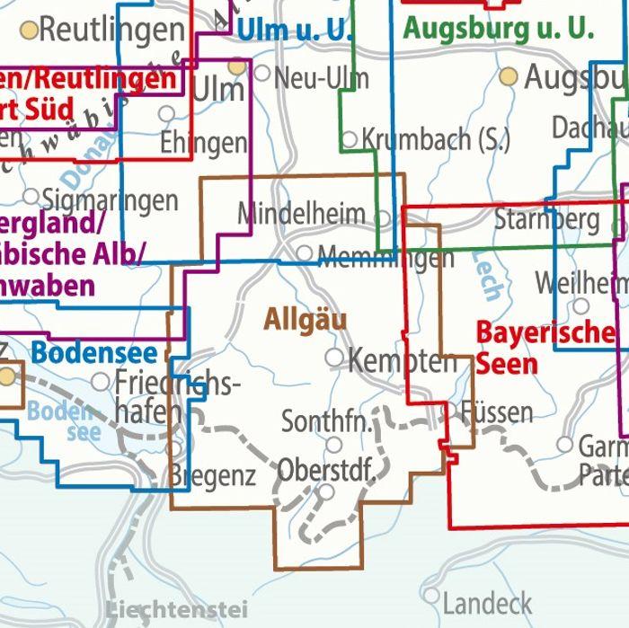 Beispielinhalt (Bild) ADFC-Regionalkarte Allgäu 1:75.000, mit Tagestourenvorschlägen, reiß- und wetterfest, E-Bike-geeignet, GPS-Tracks-Download