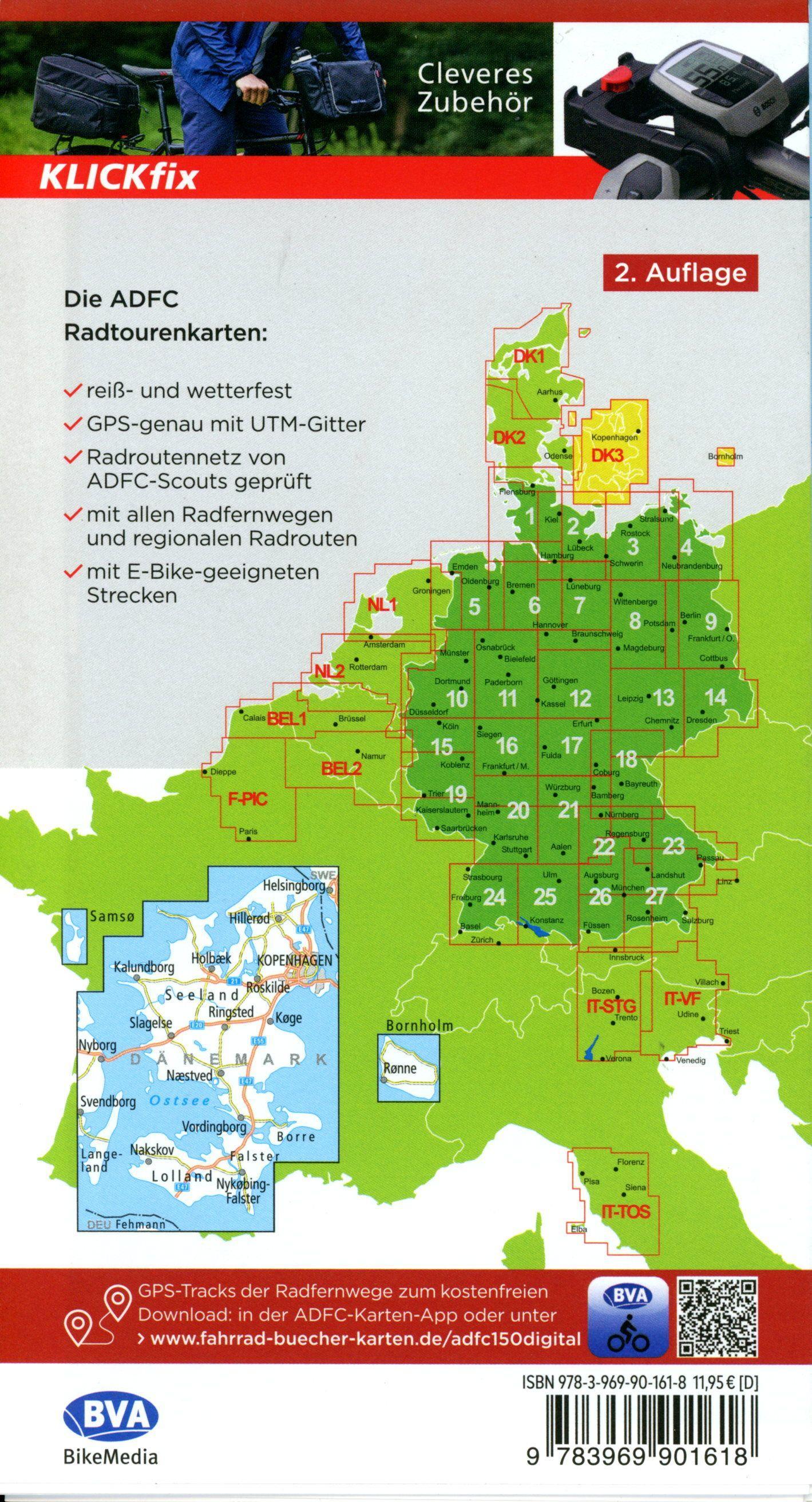 Beispielinhalt (Bild) ADFC-Radtourenkarte DK3 Dänemark/Kopenhagen/Seeland 1:150.000, reiß- und wetterfest, E-Bike geeignet, mit GPS-Tracks Download, mit Bett+Bike Symbolen, mit Kilometer-Angaben