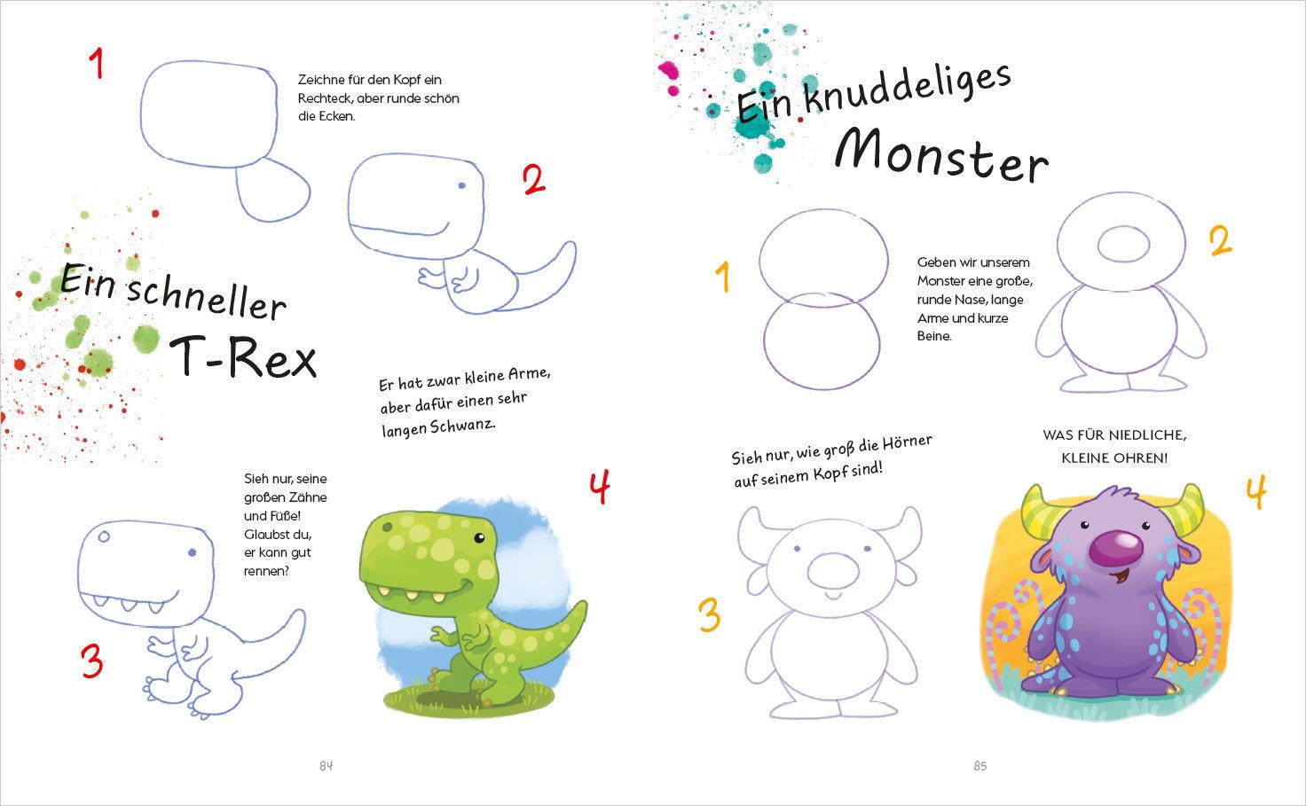 Beispielinhalt (Bild) Die kunterbunte Zeichenschule für Kinder. Zeichnen lernen ab 4 Jahren