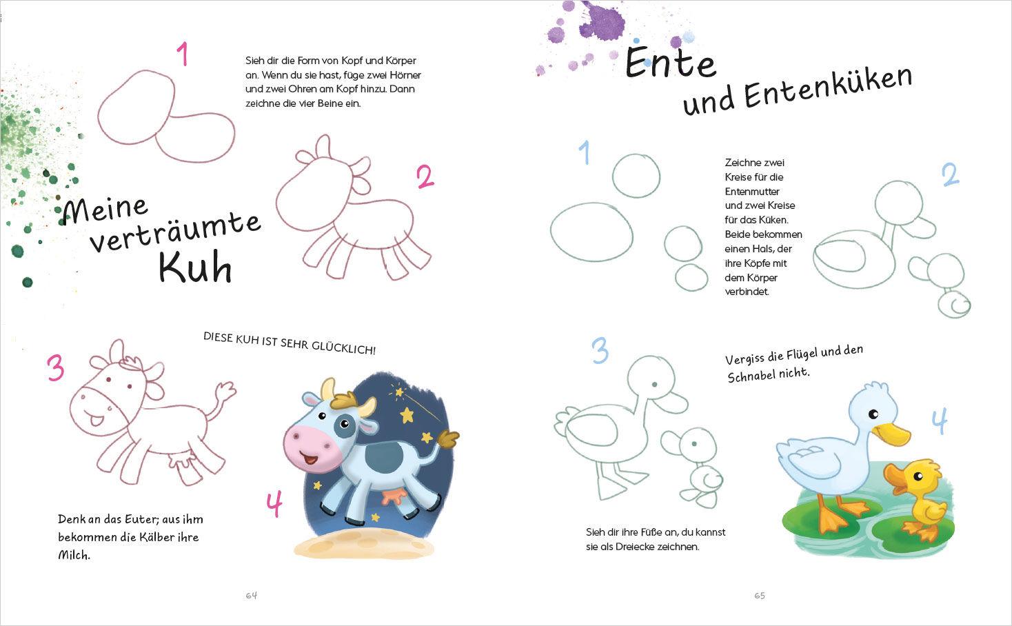 Beispielinhalt (Bild) Die kunterbunte Zeichenschule für Kinder. Zeichnen lernen ab 4 Jahren