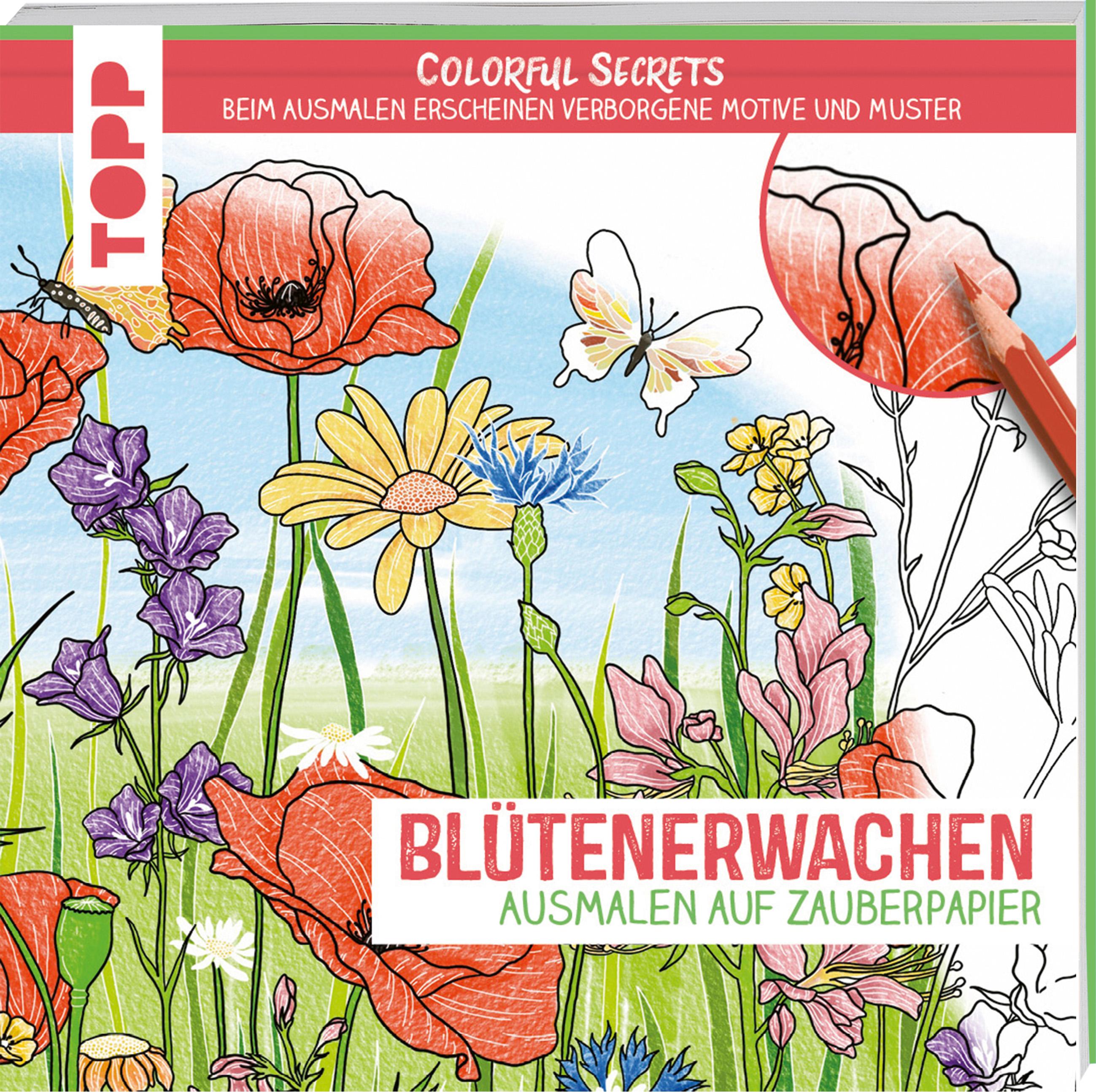 Vorderes Coverbild Colorful Secrets - Blütenerwachen (Ausmalen auf Zauberpapier)