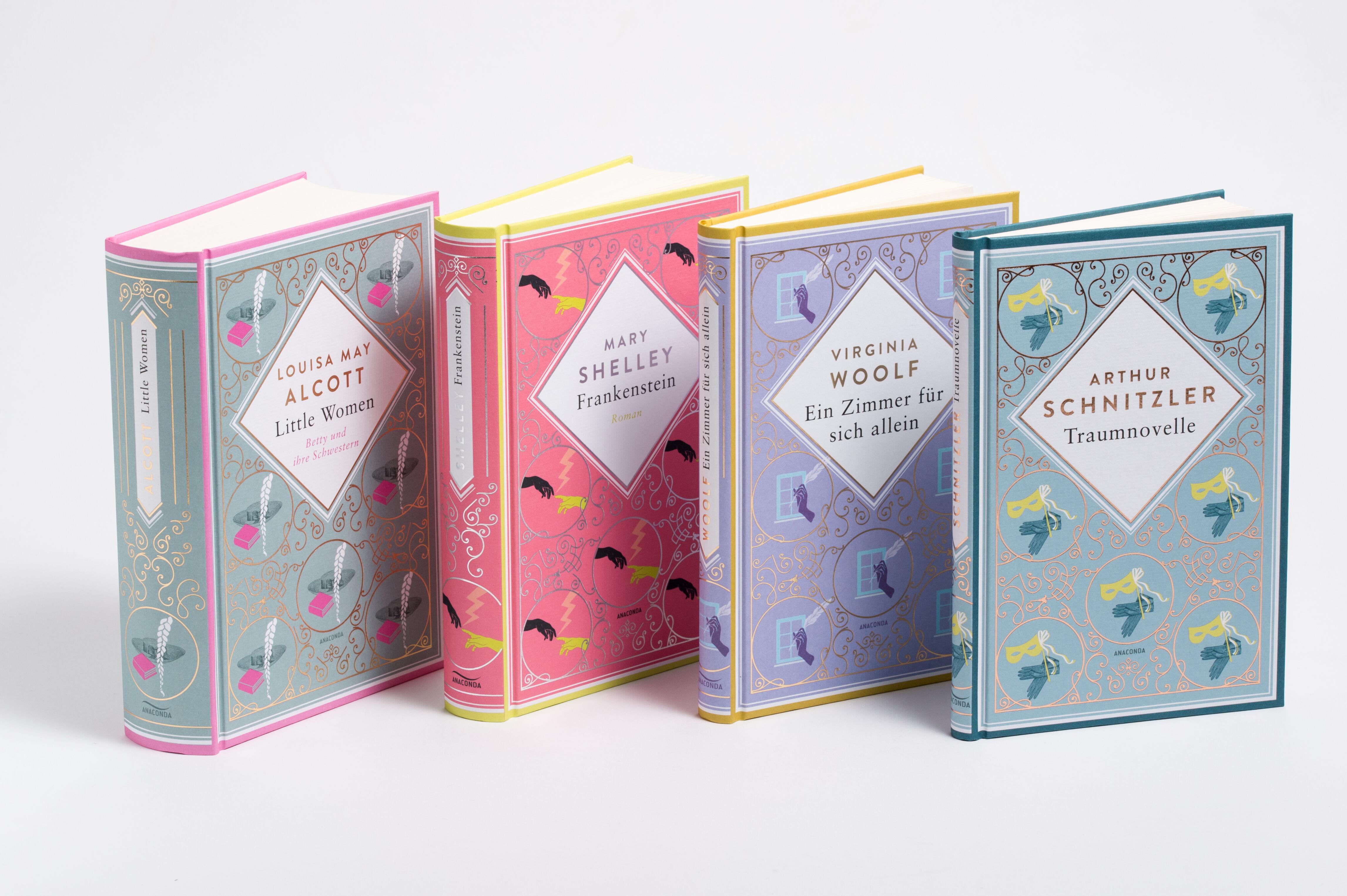 Beispielinhalt (Bild) Louisa Mary Alcott, Little Women. Betty und ihre Schwestern - Erster und zweiter Teil. Schmuckausgabe mit Goldprägung