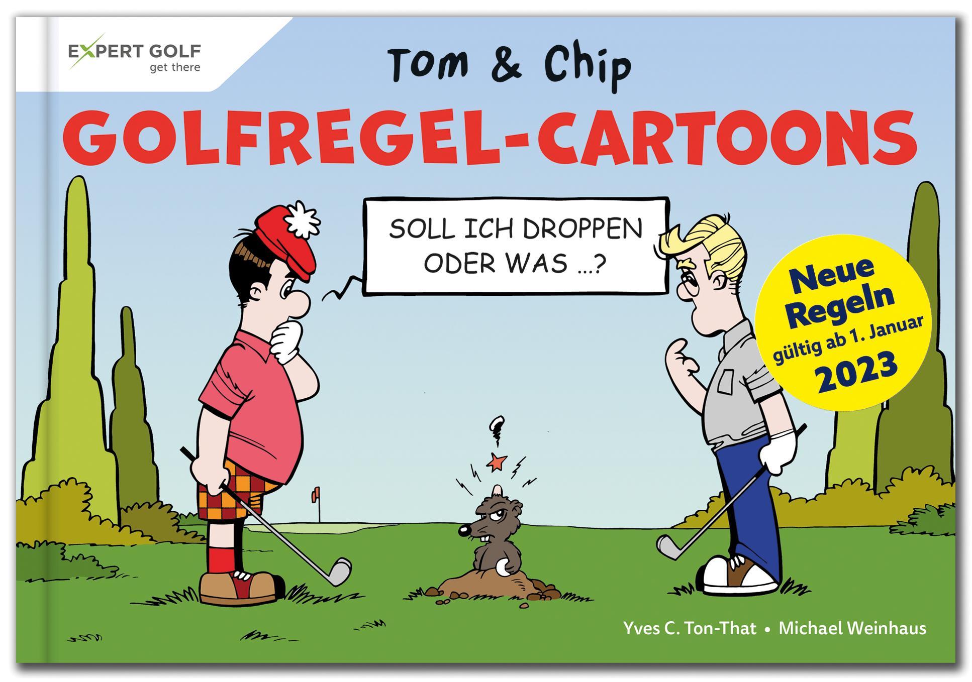 Vorderes Coverbild Golfregel-Cartoons mit Tom & Chip