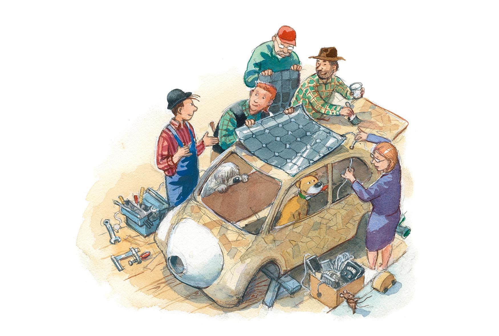 Beispielinhalt (Bild) Willy Werkel baut ein E-Auto