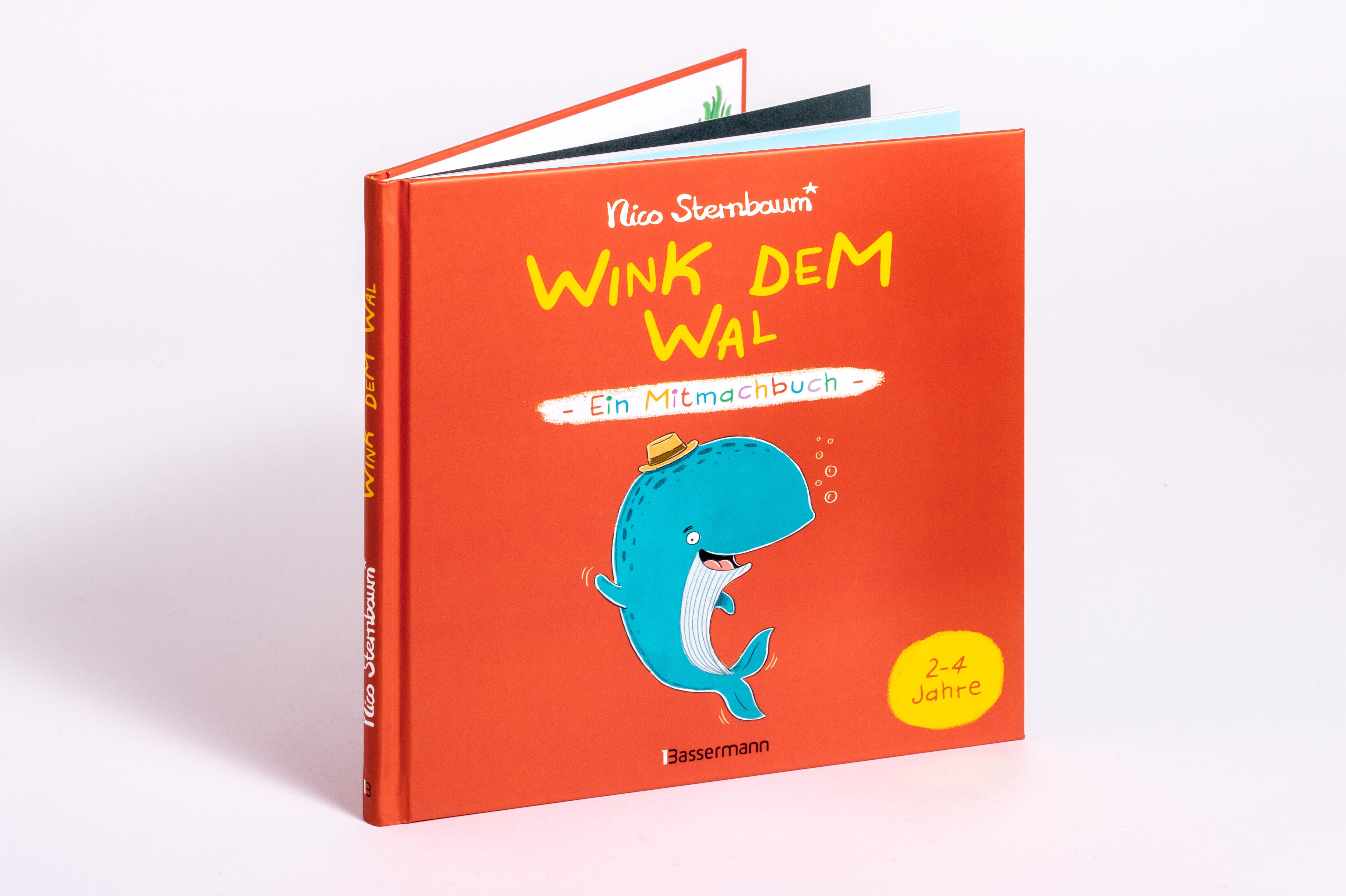 Beispielinhalt (Bild) Wink dem Wal - Ein Mitmachbuch zum Schütteln, Schaukeln, Pusten, Klopfen und sehen, was dann passiert