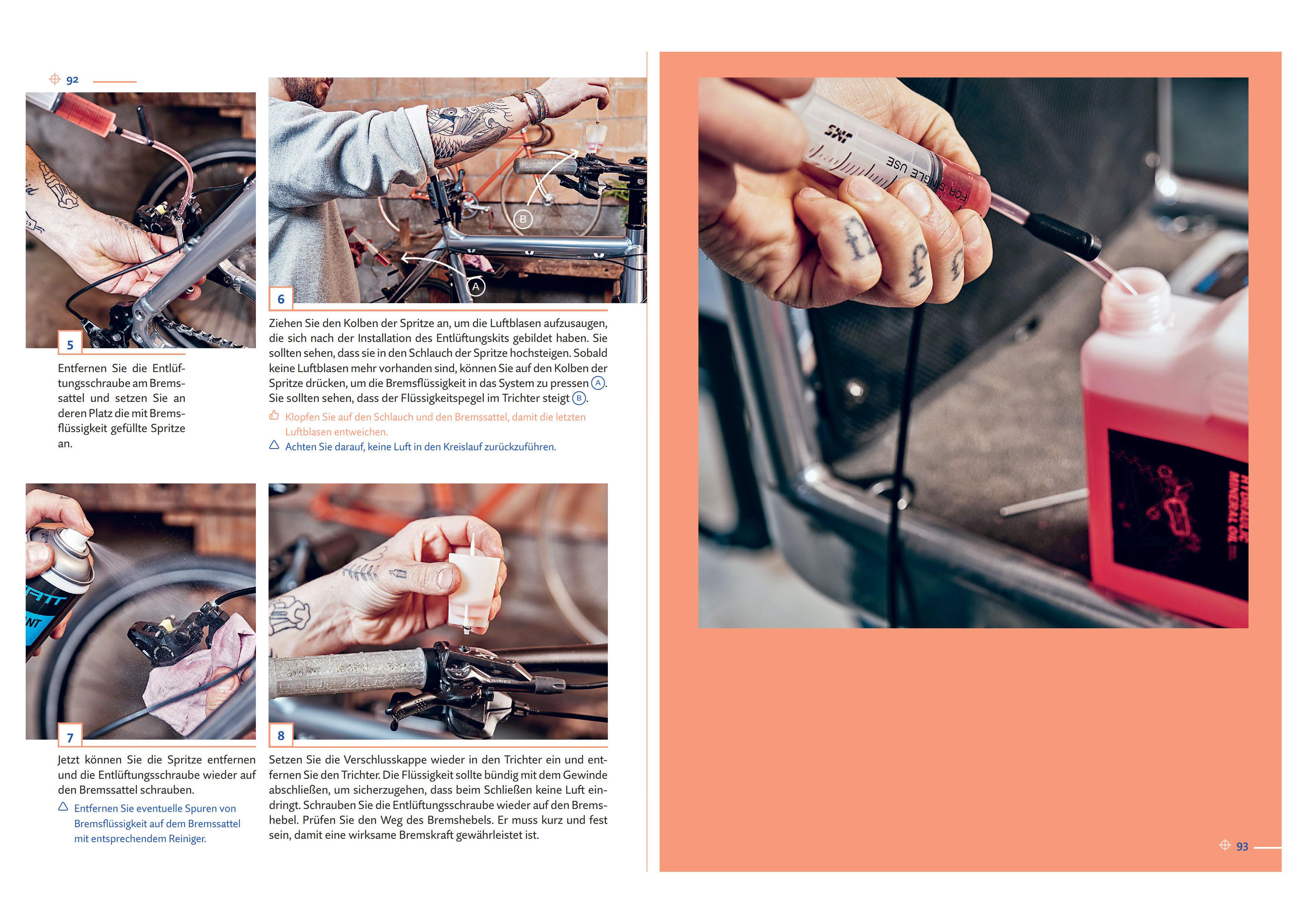 Beispielinhalt (Bild) Das Fahrradbuch. Auswahl, Ausrüstung, Pflege, Reparatur, Wartung, Technik, Anschaffung, Ausstattung und Zubehör