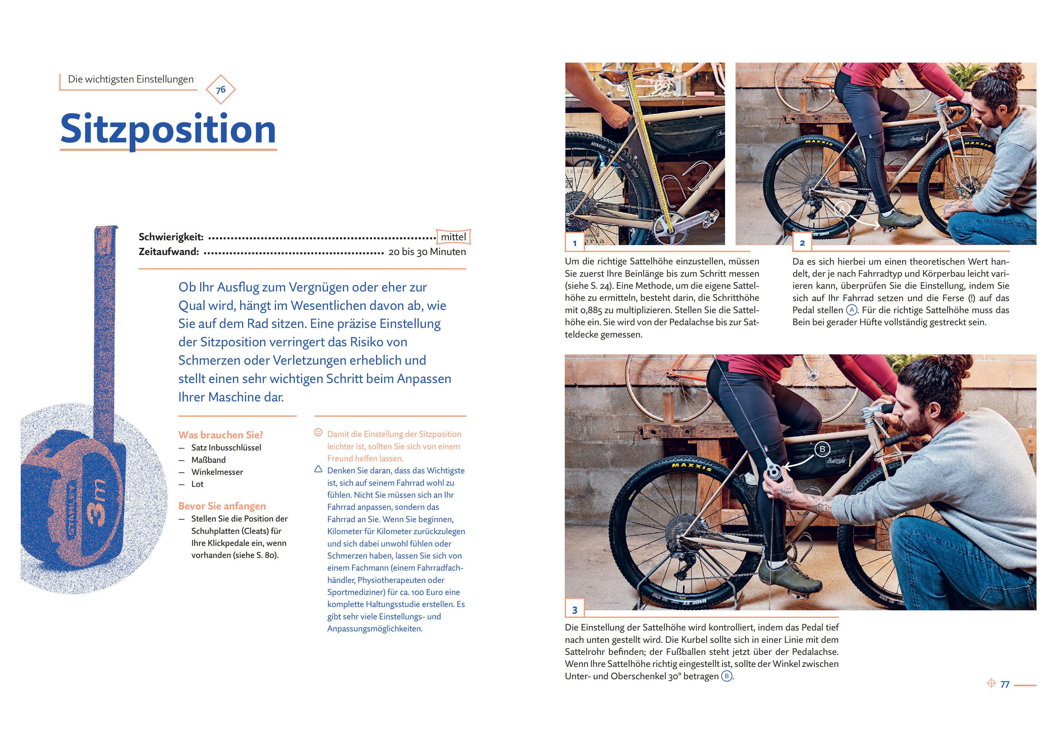 Beispielinhalt (Bild) Das Fahrradbuch. Auswahl, Ausrüstung, Pflege, Reparatur, Wartung, Technik, Anschaffung, Ausstattung und Zubehör