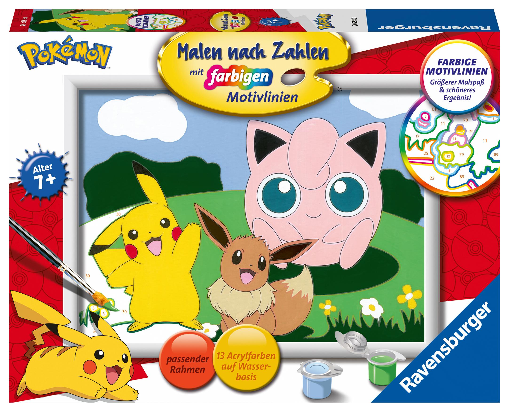 Vorderes Coverbild Ravensburger Malen nach Zahlen 20298 - Pokémon Abenteuer - Kinder ab 7 Jahren