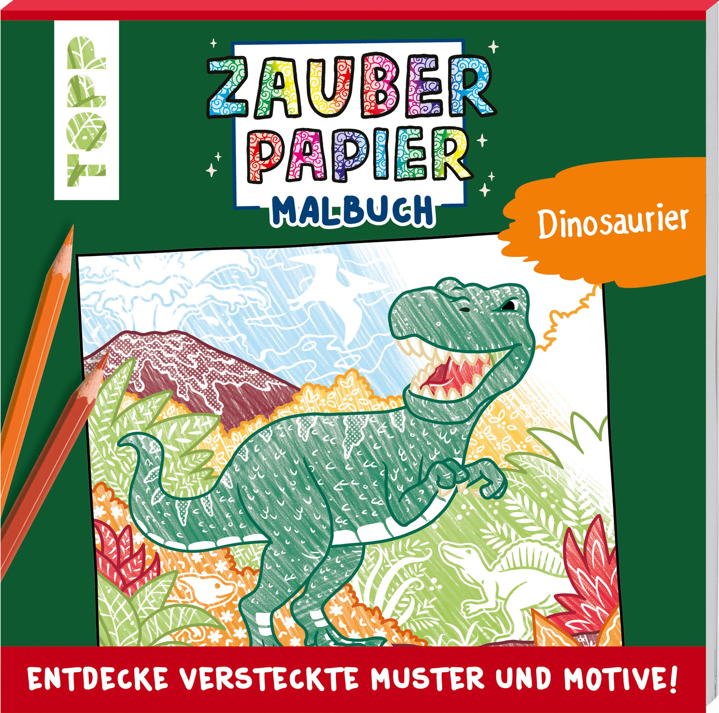 Vorderes Coverbild Zauberpapier Malbuch Dinosaurier
