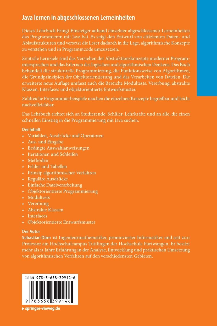 Rückseitencover Java lernen in abgeschlossenen Lerneinheiten