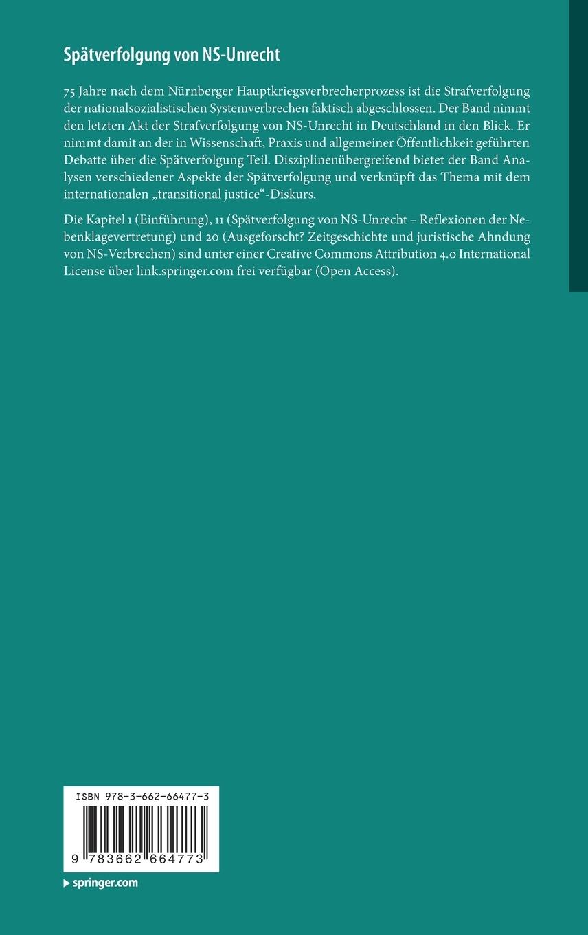 Rückseitencover Spätverfolgung von NS-Unrecht