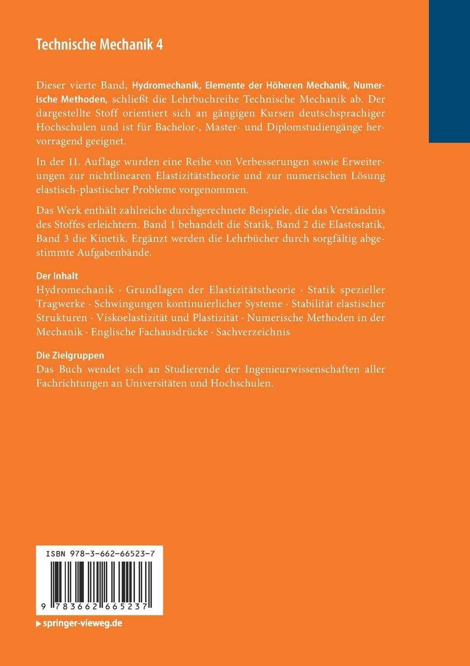 Rückseitencover Technische Mechanik 4
