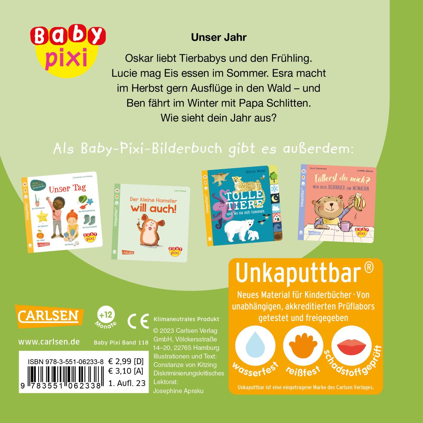 Rückseitencover Baby Pixi (unkaputtbar) 118: VE 5 Unser Jahr (5 Exemplare)