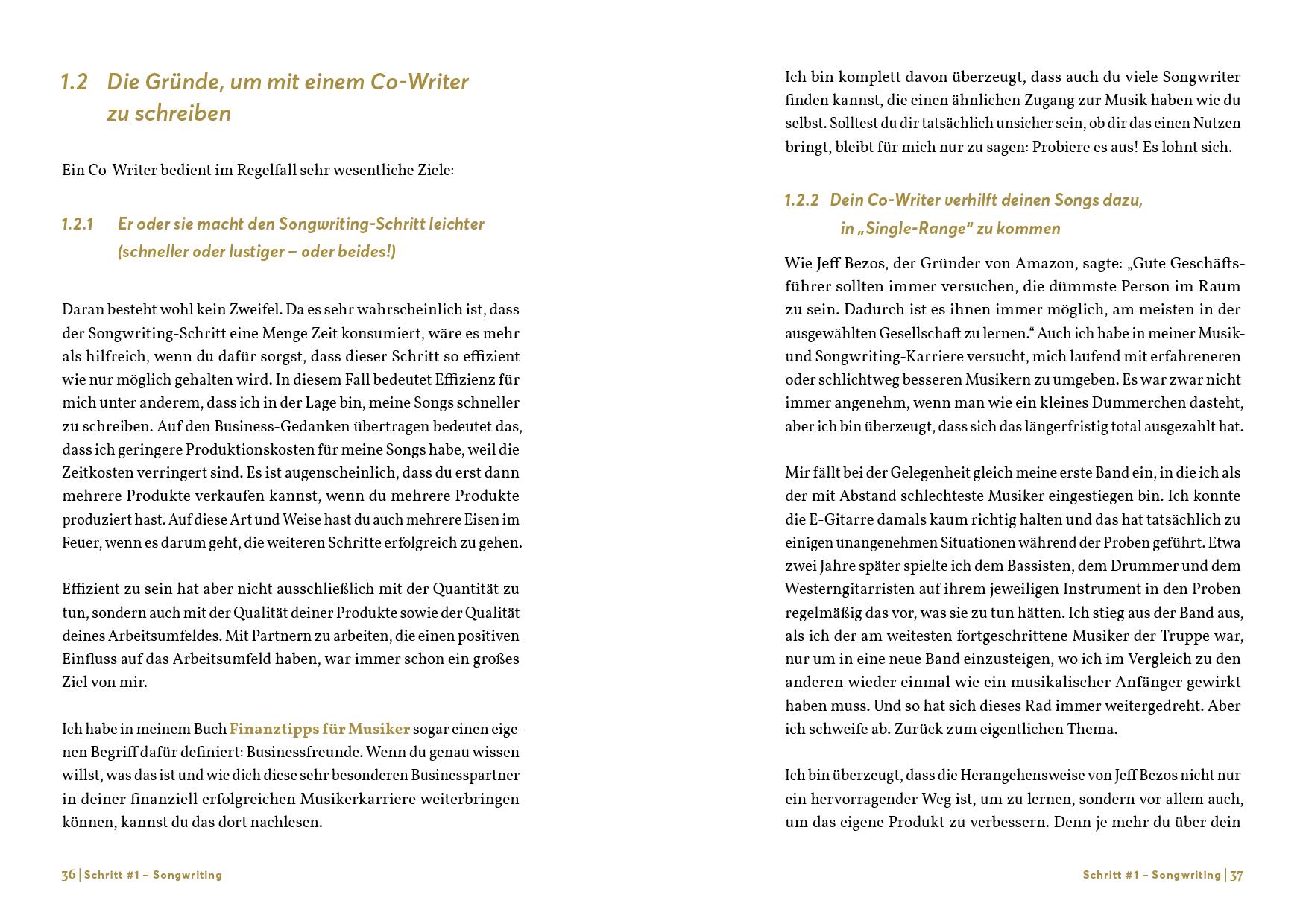 Beispielinhalt (Bild) Songwriting Cashflow