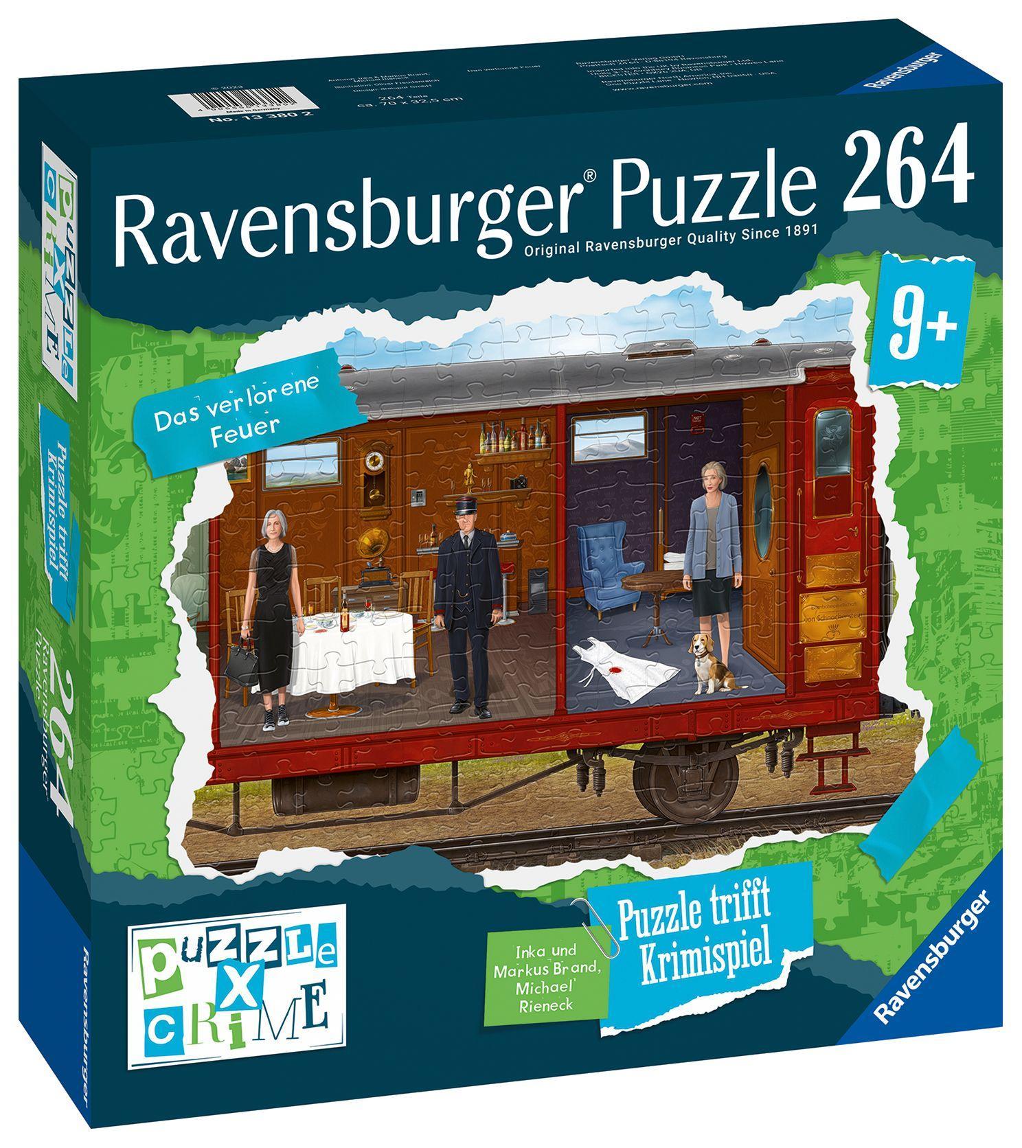 Beispielinhalt (Bild) Ravensburger Puzzle X Crime Kids - Das verlorene Feuer - 264 Teile Puzzle-Krimispiel für 1- 4 junge Detektive ab 9 Jahren