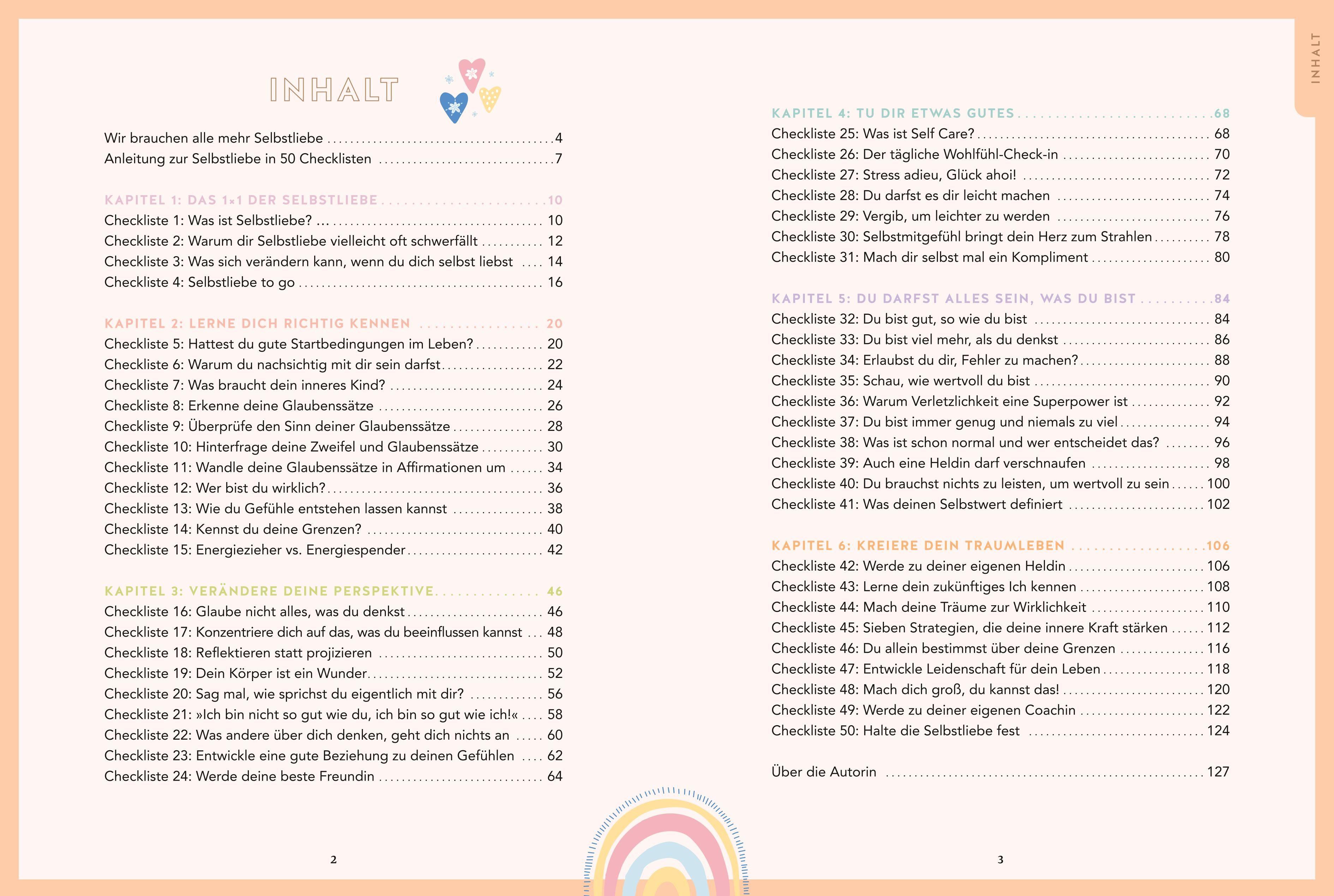 Beispielinhalt (Bild) Selbstliebe in 50 Checklisten