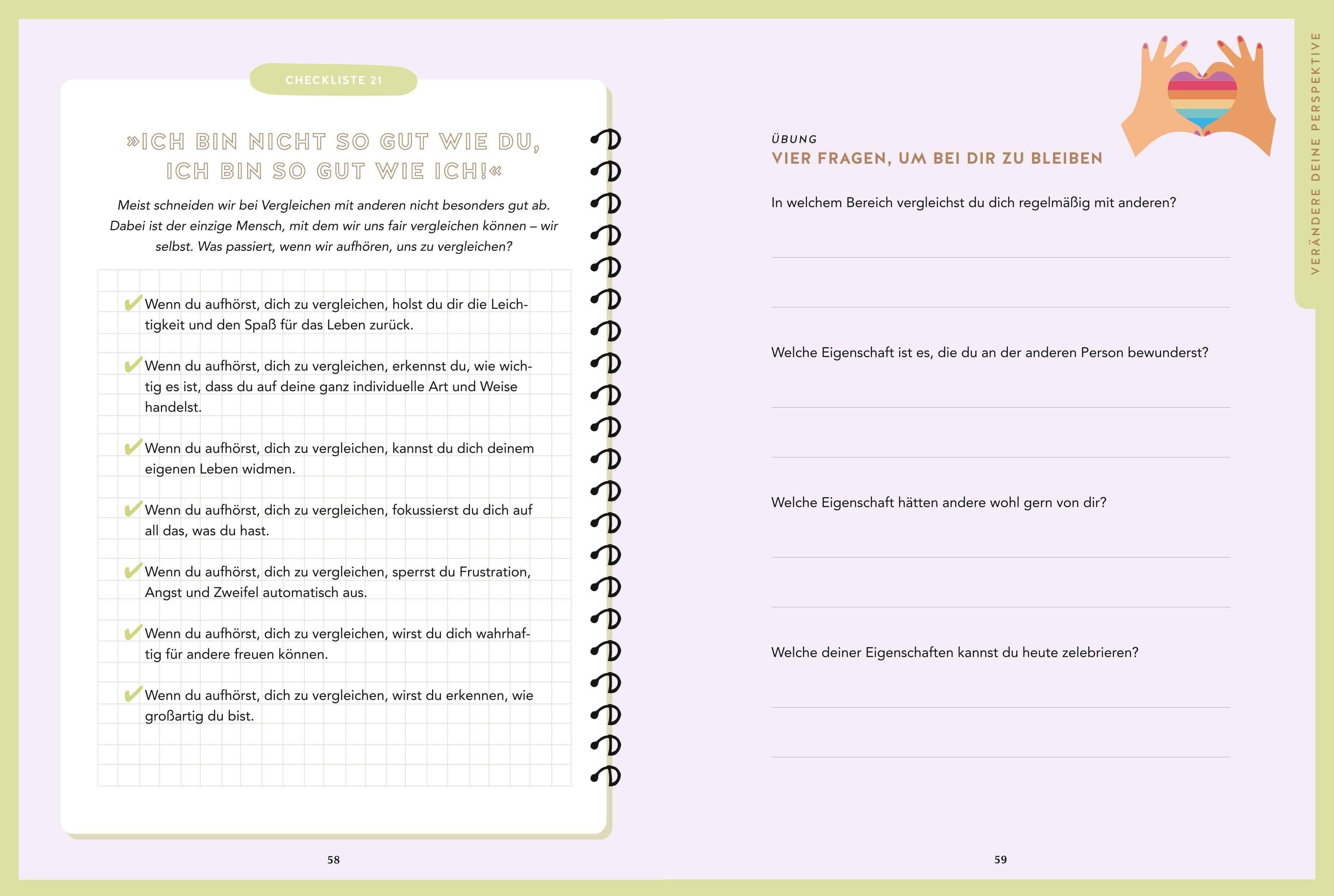 Beispielinhalt (Bild) Selbstliebe in 50 Checklisten