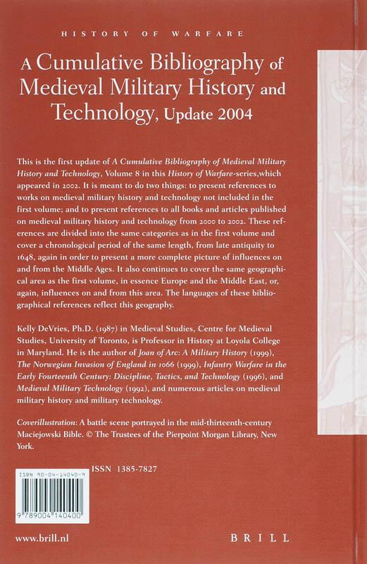 Rückseitencover A Cumulative Bibliography of Medieval Military History and Technology, Update 2004