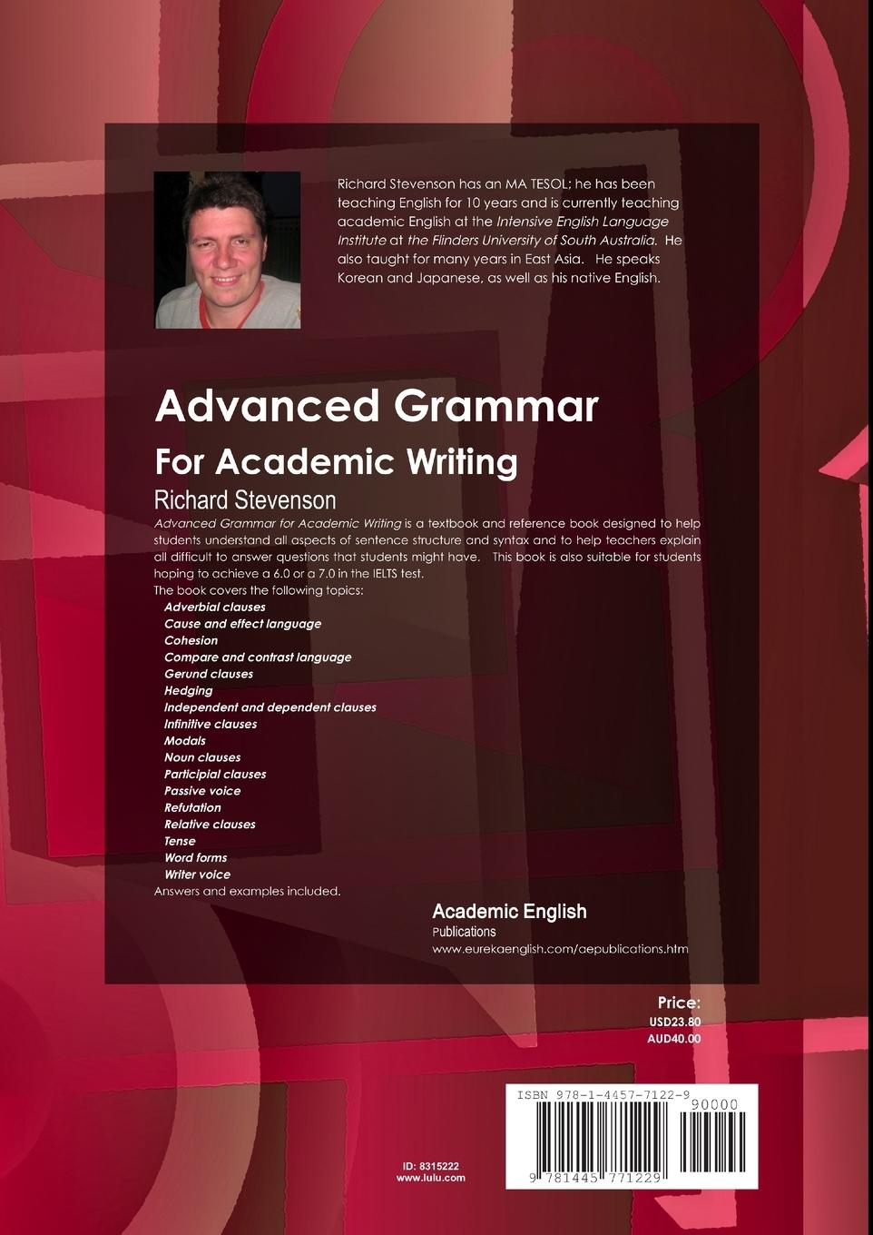 Rückseitencover Advanced Grammar for Academic Writing