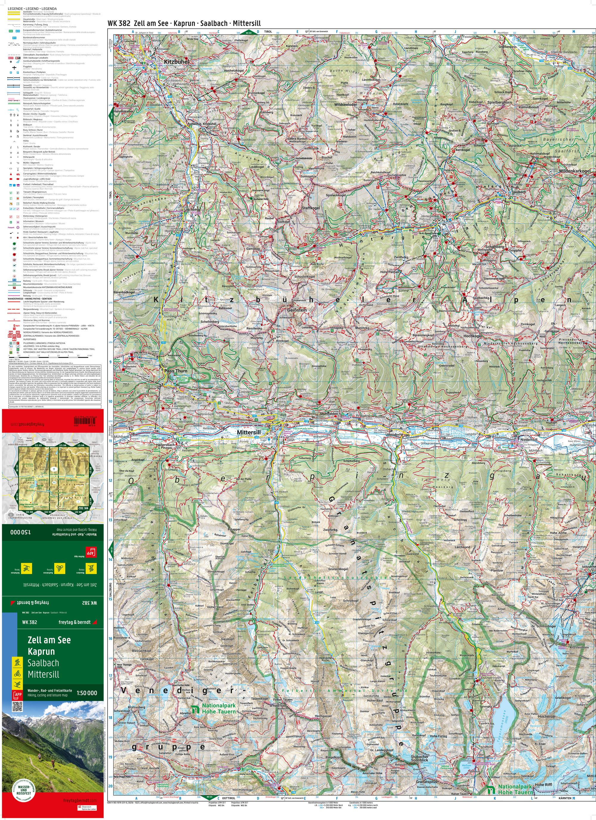 Beispielinhalt (Bild) Zell am See - Kaprun, Wander-, Rad- und Freizeitkarte 1:50.000, freytag & berndt, WK 382
