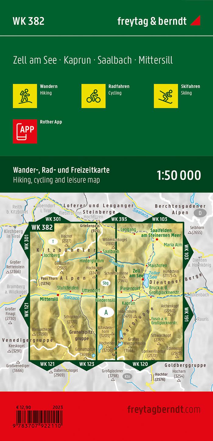Rückseitencover Zell am See - Kaprun, Wander-, Rad- und Freizeitkarte 1:50.000, freytag & berndt, WK 382