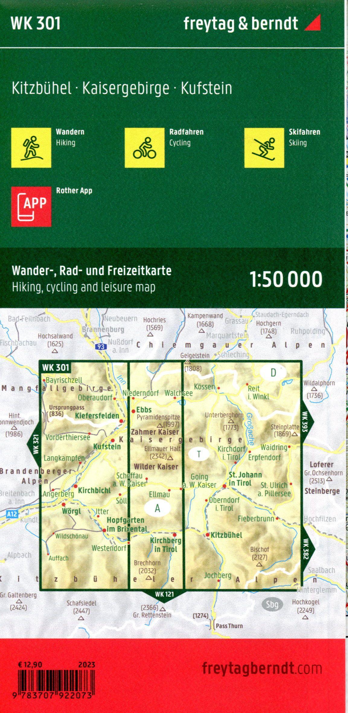 Beispielinhalt (Bild) Kitzbühel, Wander-, Rad- und Freizeitkarte 1:50.000, freytag & berndt, WK 301