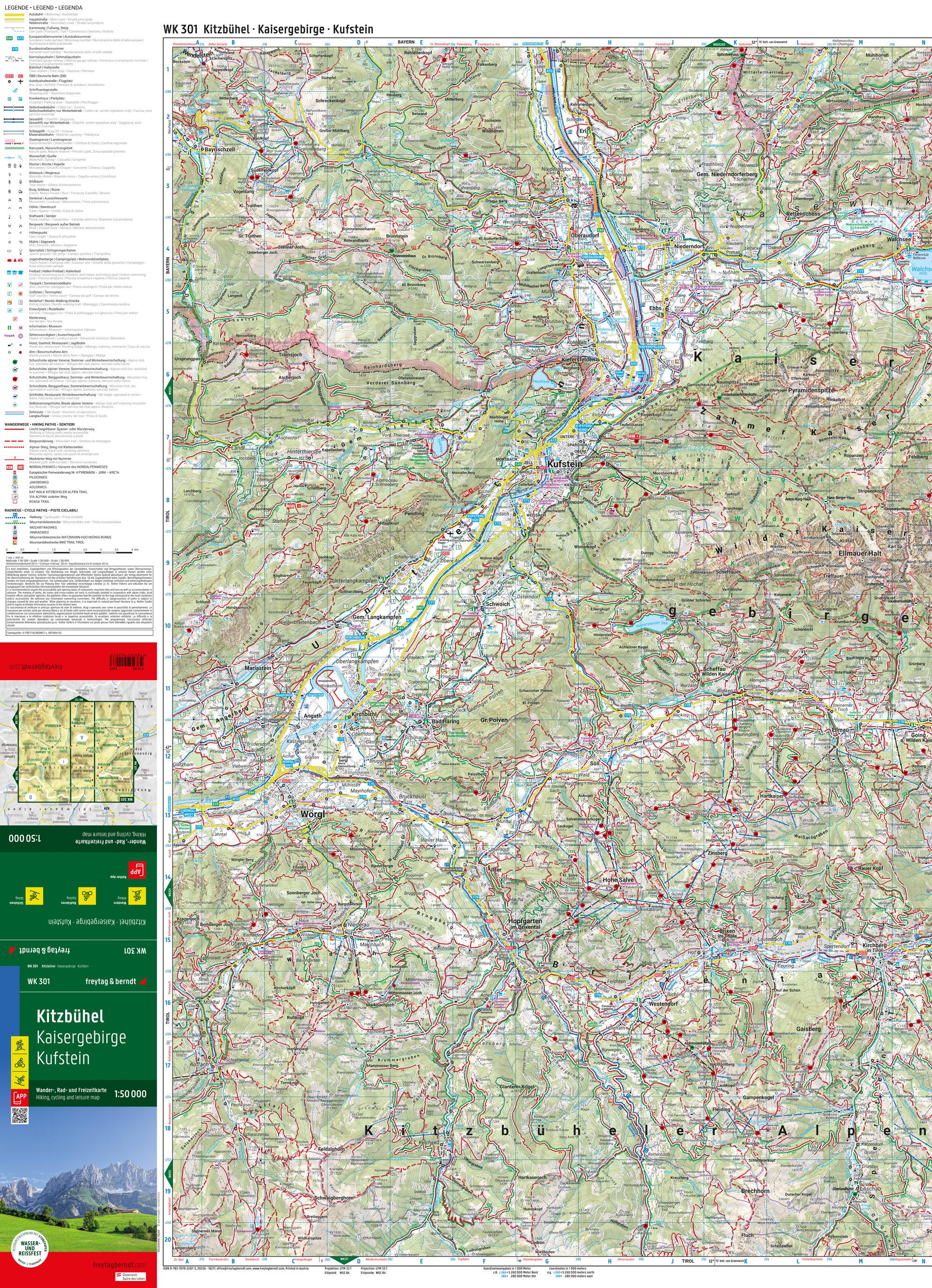 Beispielinhalt (Bild) Kitzbühel, Wander-, Rad- und Freizeitkarte 1:50.000, freytag & berndt, WK 301