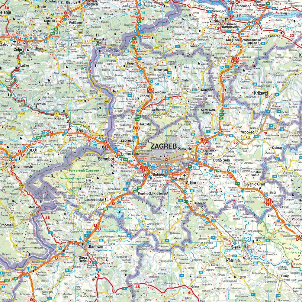 Beispielinhalt (Bild) Slowenien - Kroatien - Bosnien und Herzegowina, Straßenkarte 1:500.000, freytag & berndt