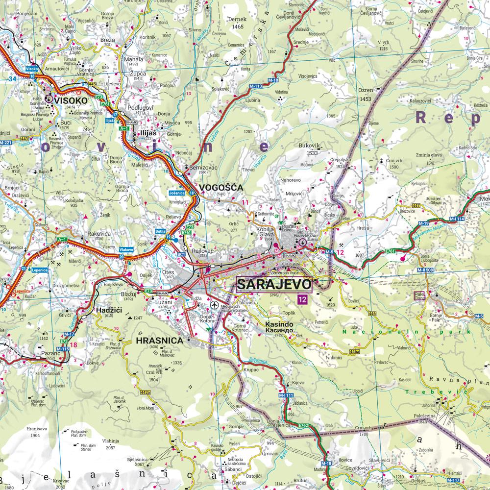Beispielinhalt (Bild) Bosnien-Herzegowina, Straßen- und Freizeitkarte 1:200.000, freytag & berndt