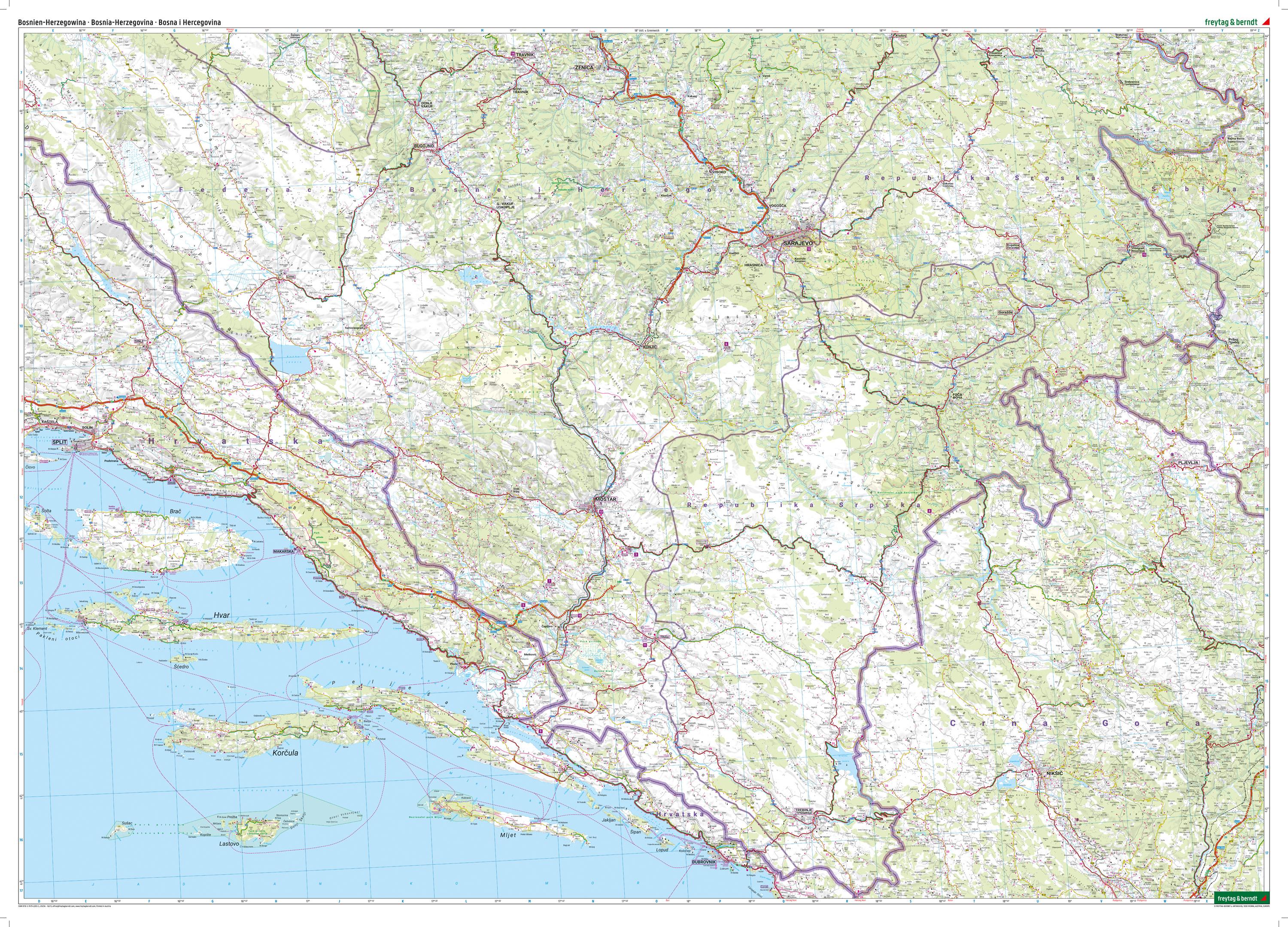 Beispielinhalt (Bild) Bosnien-Herzegowina, Straßen- und Freizeitkarte 1:200.000, freytag & berndt