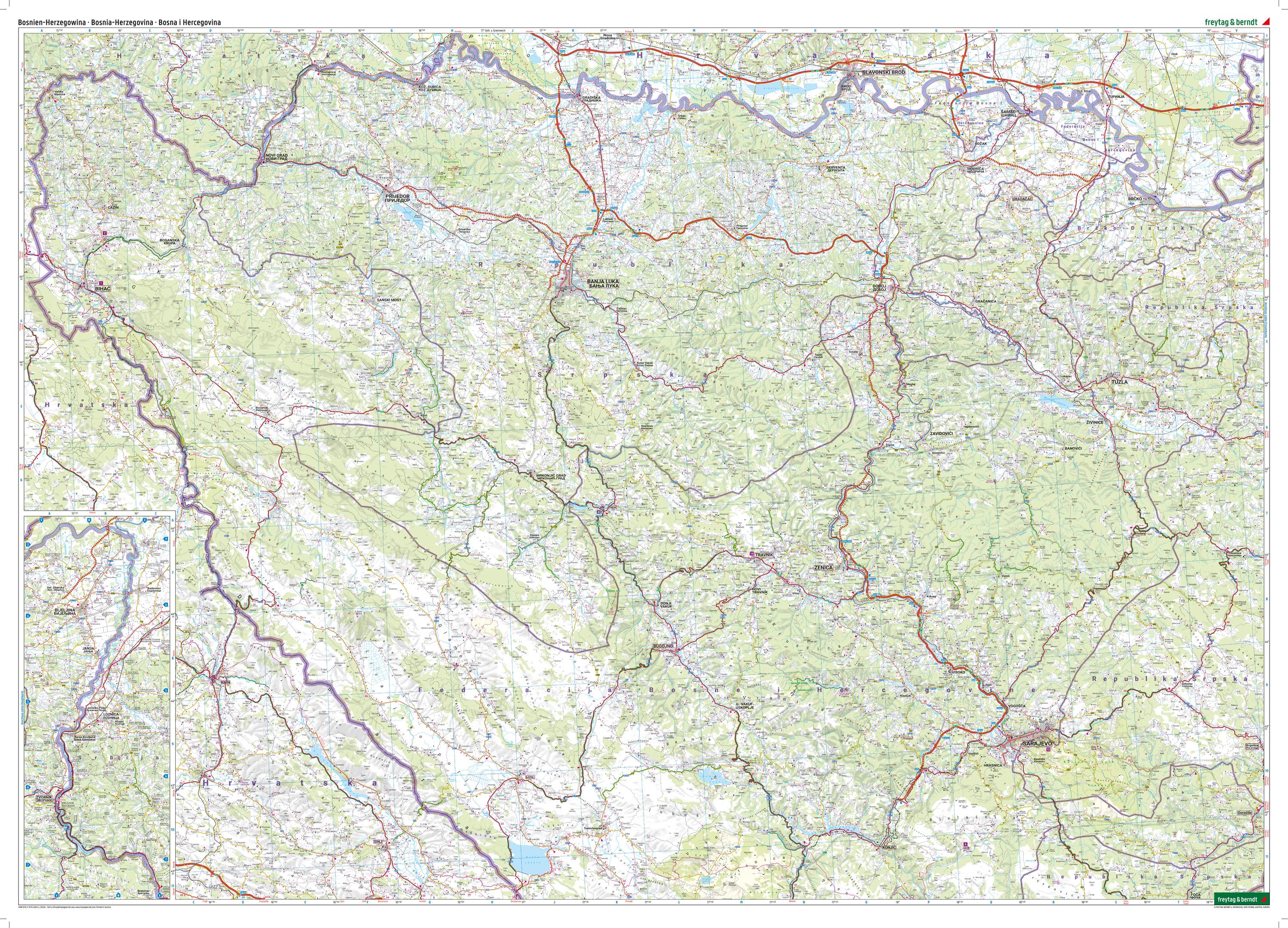 Beispielinhalt (Bild) Bosnien-Herzegowina, Straßen- und Freizeitkarte 1:200.000, freytag & berndt