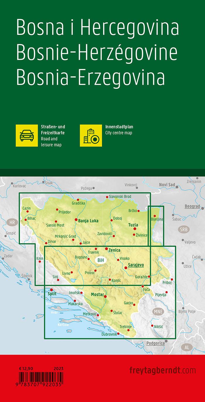 Rückseitencover Bosnien-Herzegowina, Straßen- und Freizeitkarte 1:200.000, freytag & berndt